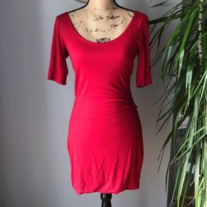 3/4  Sleeve Red Dress